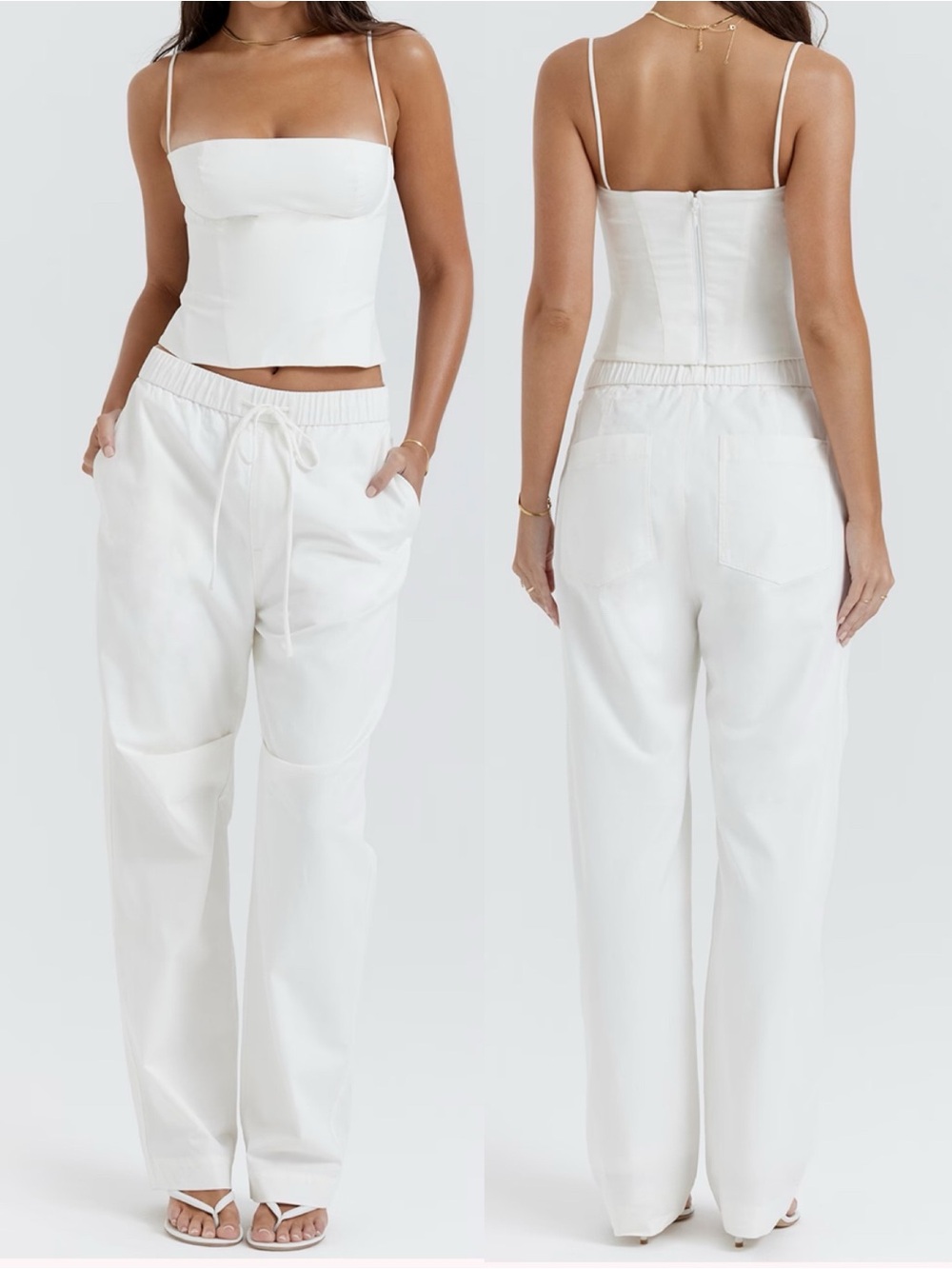 HOUSE OF CB 'Luna' White Cargo Trousers Pull On Size XS